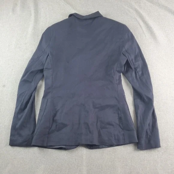 Sonia Speciale Blazer Womens 42 Dark Blue Flax Linen Blend Half Lined Italy - Picture 3 of 14